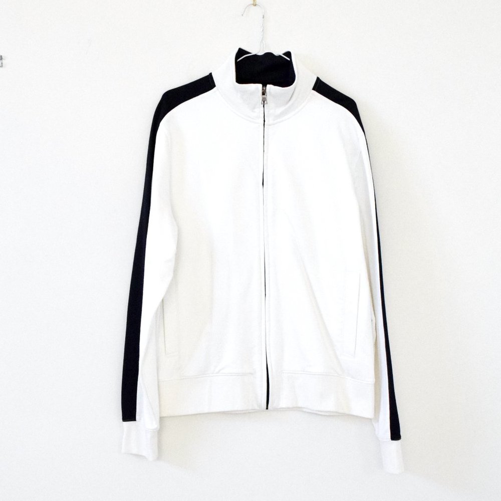BANANA REPUBLIC White Athletic Contrast Zip Up Track Jacket | Size S